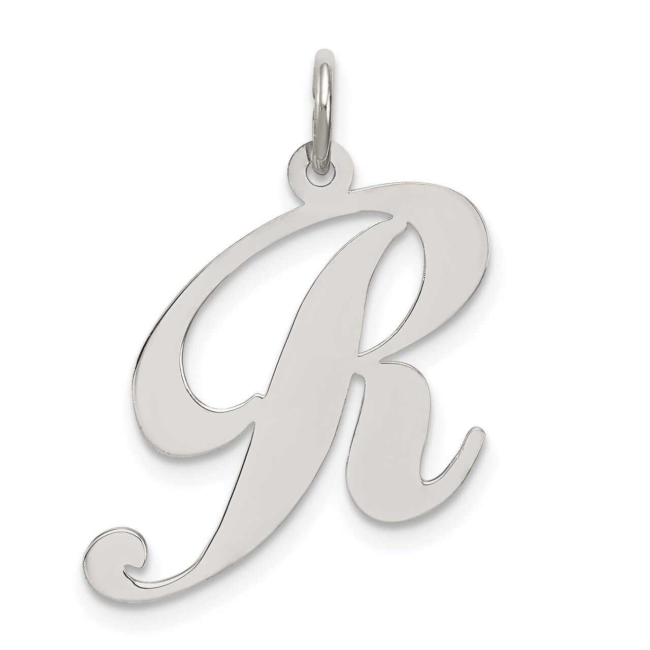 Sterling Silver Large Script Initial Letter R Charm Jewerly 21mm x 17mm